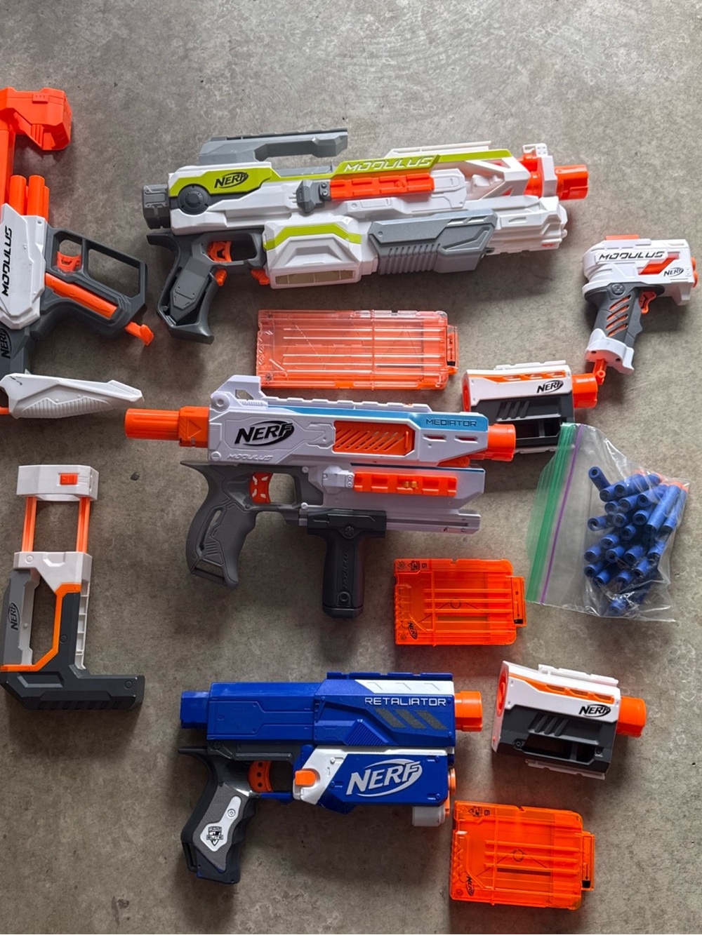 Nerf Lot of 3 | Modulus ECS-10, Modulus Mediator, Retaliator w/ Accessories